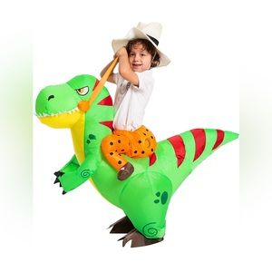 Child 4-6yrs Inflatable Costume Dinosaur Riding a T-Rex Air Blow-up